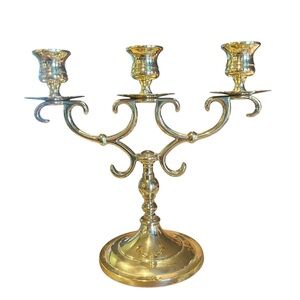 Baldwin Gold Triple Candle Holder Candelabra